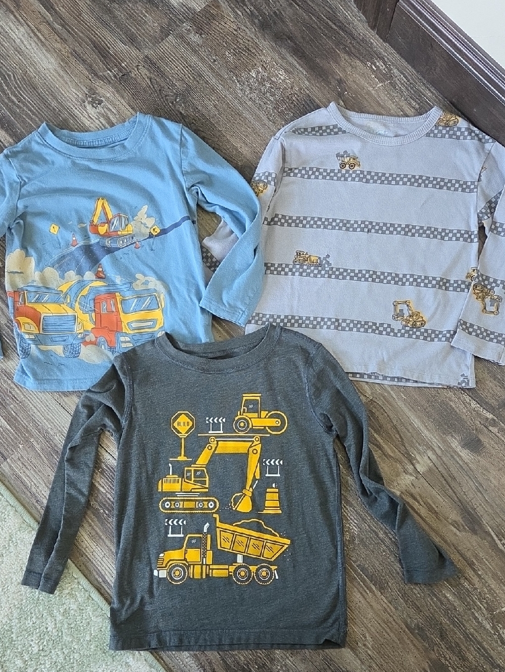 Toddler Long-Sleeve Construction Truck Tees - Set of 3 - 5T